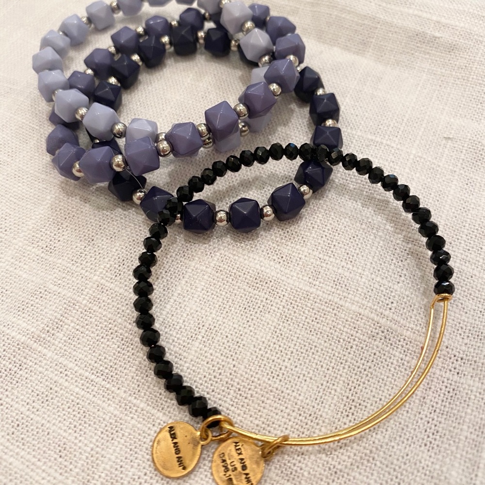 Alex & Ani Bracelet + 3 Blue Bracelets